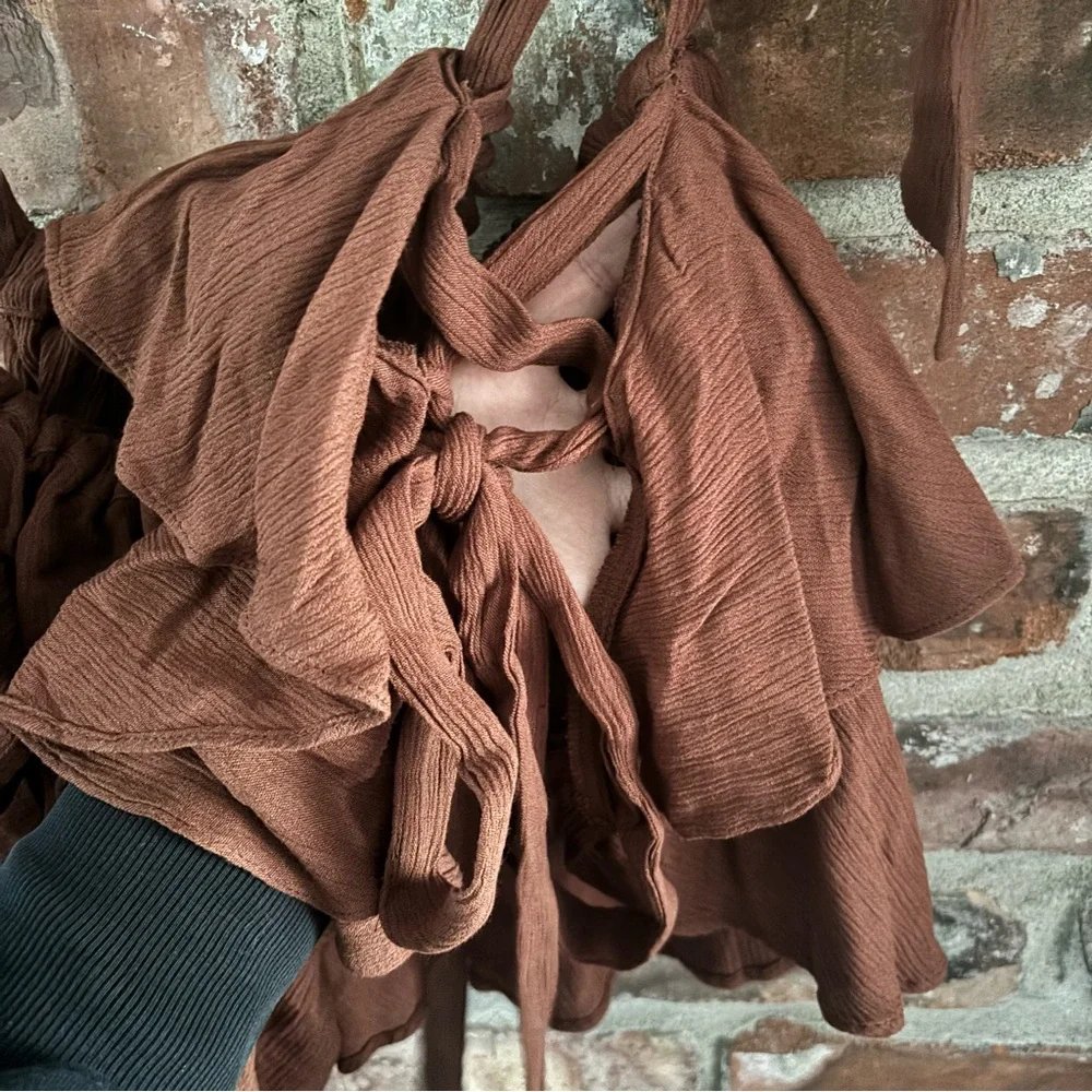 Free People Radiance Crop Tank Top Shirt in Umber, S